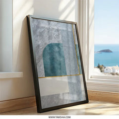 Modern Abstract Wall Art, Geometric Print Decor, Minimalist Art Poster, Blue and Gray Wall Decor, Contemporary Home Art, Framed Art - Tawshia
