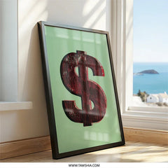 Dollar Sign Wall Art, Red Dollar Symbol, Modern Art Print, Bold Graphic Art, Economic Theme, Finance Decor, Office Wall Decor - Tawshia