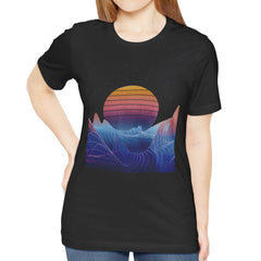 Retro Futuristic Sunset and Mountains Graphic T-Shirt product