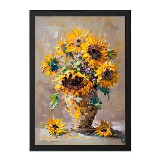 Vibrant Sunflower Artwork in a Stylish Frame product