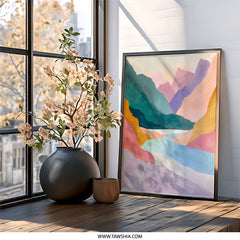 Abstract Mountain Wall Art, Pastel Landscape Print, Colorful Mountain Painting, Modern Home Decor, Nature Wall Art - Tawshia