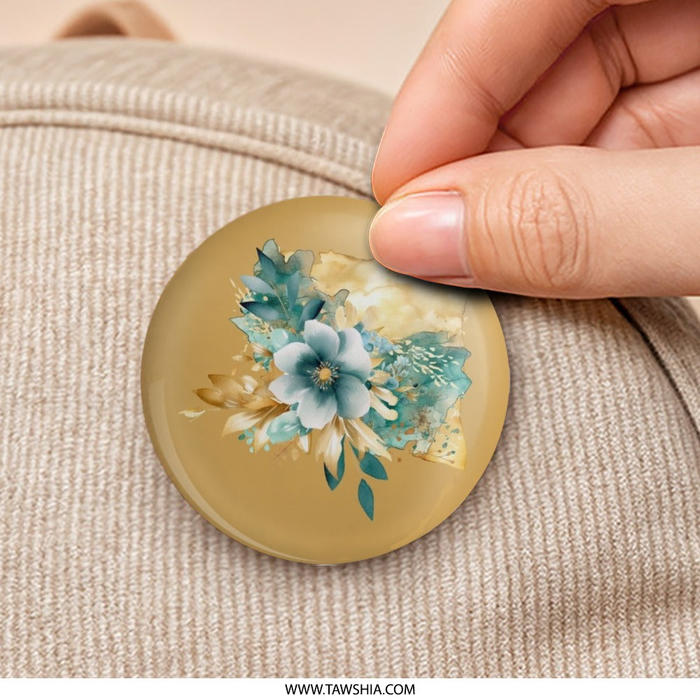 Floral Pinback Button, Watercolor Flower Pin, Nature Inspired Button, Unique Gift, Stylish Pin, Flower Design Pinback Button - Tawshia