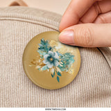 Floral Pinback Button, Watercolor Flower Pin, Nature Inspired Button, Unique Gift, Stylish Pin, Flower Design Pinback Button - Tawshia