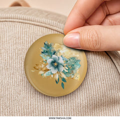 Floral Pinback Button, Watercolor Flower Pin, Nature Inspired Button, Unique Gift, Stylish Pin, Flower Design Pinback Button - Tawshia