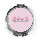Roses are a Girl's Best Friend Pocket Mirror, Floral Compact Mirror, Pink Rose Pocket Mirror, Gift for Her, Cute Mirror, Women's Mirror - Tawshia