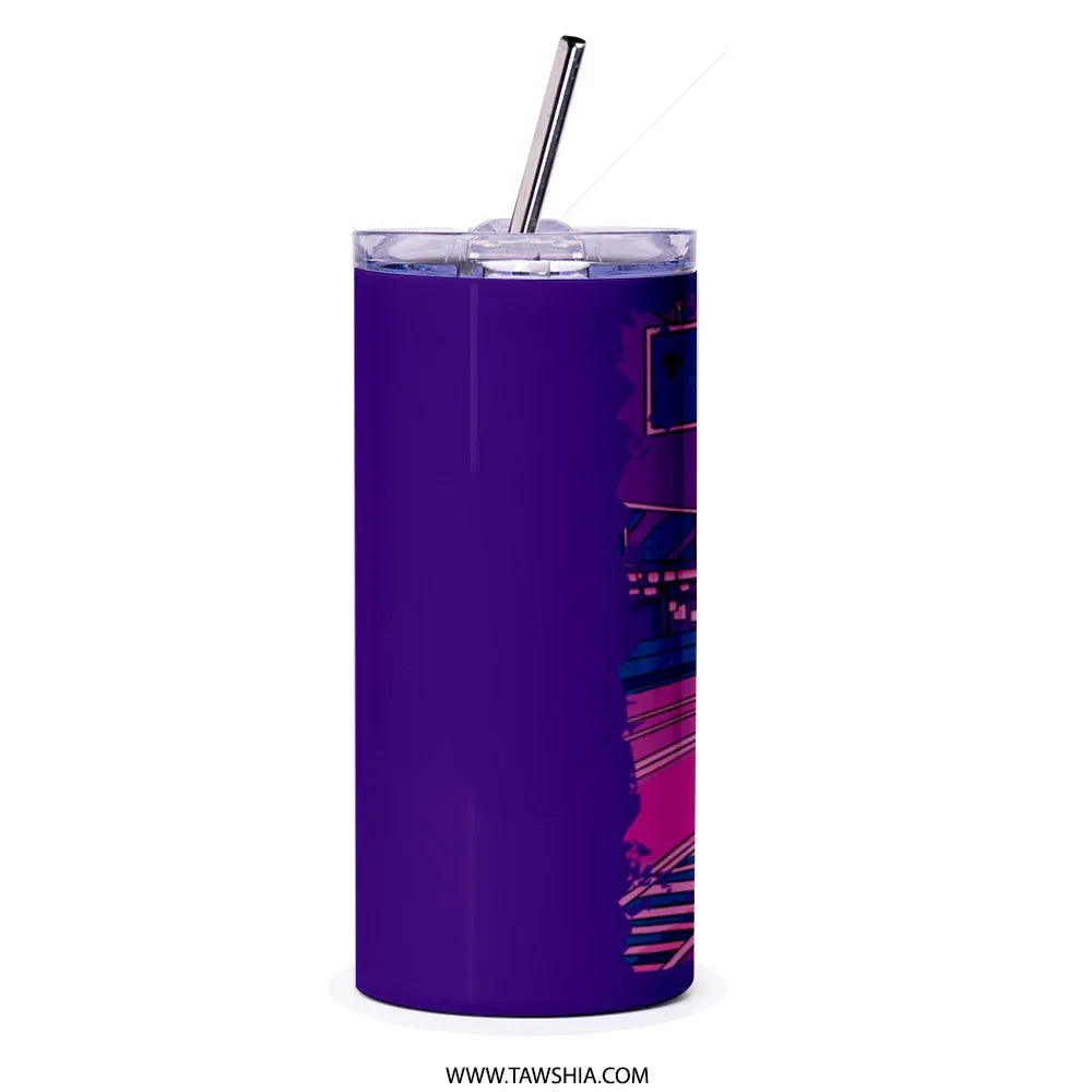 Vibrant Purple Travel Tumbler with Straw Product