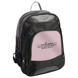 Welcome Friends Backpack, Housewarming Gift, Greeting Present, Hostess Thank You, Inspirational Quote Bag, Trendy Black Backpack - Tawshia