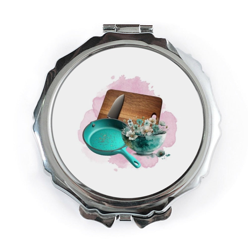 Kitchen Still Life Pocket Mirror, Cooking Lover Gift, Chef Pocket Mirror, Culinary Art Compact Mirror, Foodie Gift, Cute Pocket Mirror - Tawshia