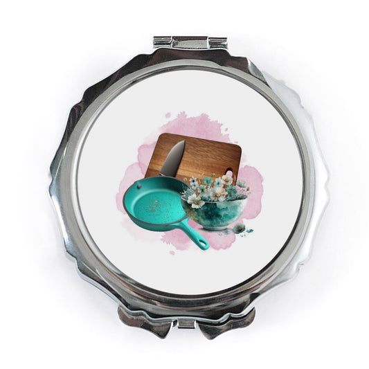 Kitchen Still Life Pocket Mirror, Cooking Lover Gift, Chef Pocket Mirror, Culinary Art Compact Mirror, Foodie Gift, Cute Pocket Mirror - Tawshia