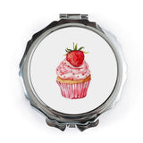 Strawberry Cupcake Pocket Mirror, Sweet Treat Handbag Mirror, Cute Compact Mirror, Foodie Gift, Makeup Mirror, Unique Gift for Her - Tawshia