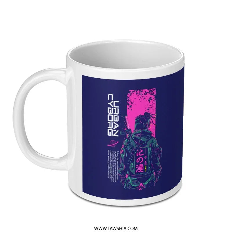 Urban Cyborg Design Blue Custom Printed Mug product type