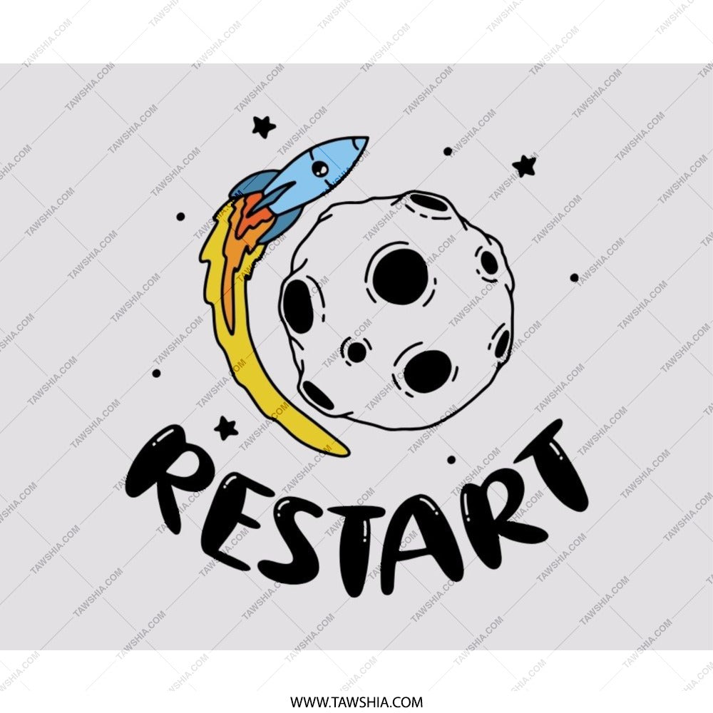 Restart Mouse Pad, Rocket, Moon, Stars, Funky Desk Decor, Computer Accessories, Gamer Gift, Office Gift, Space Theme Mouse Pad, Cute Mouse - Tawshia