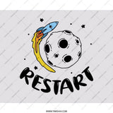 Restart Mouse Pad, Rocket, Moon, Stars, Funky Desk Decor, Computer Accessories, Gamer Gift, Office Gift, Space Theme Mouse Pad, Cute Mouse - Tawshia
