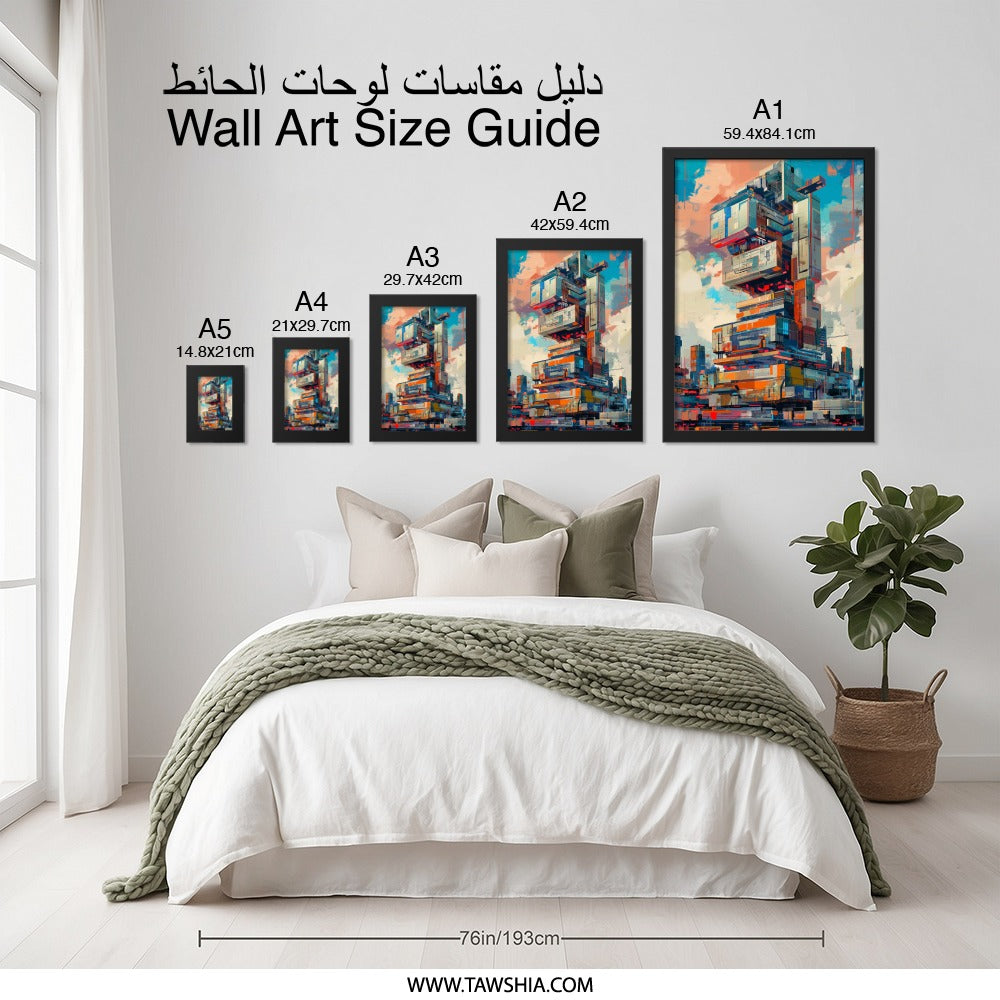 Futuristic Cityscape Wall Art, Abstract Building Print, Sci Fi Architecture Decor, Modern Home Wall Art, Contemporary Office Wall Art - Tawshia