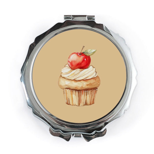 Apple Cupcake Pocket Mirror, Sweet Treat Makeup Mirror, Cute Food Mirror, Unique Gift Idea, Baking Lover Accessory, Cosmetic Mirror - Tawshia