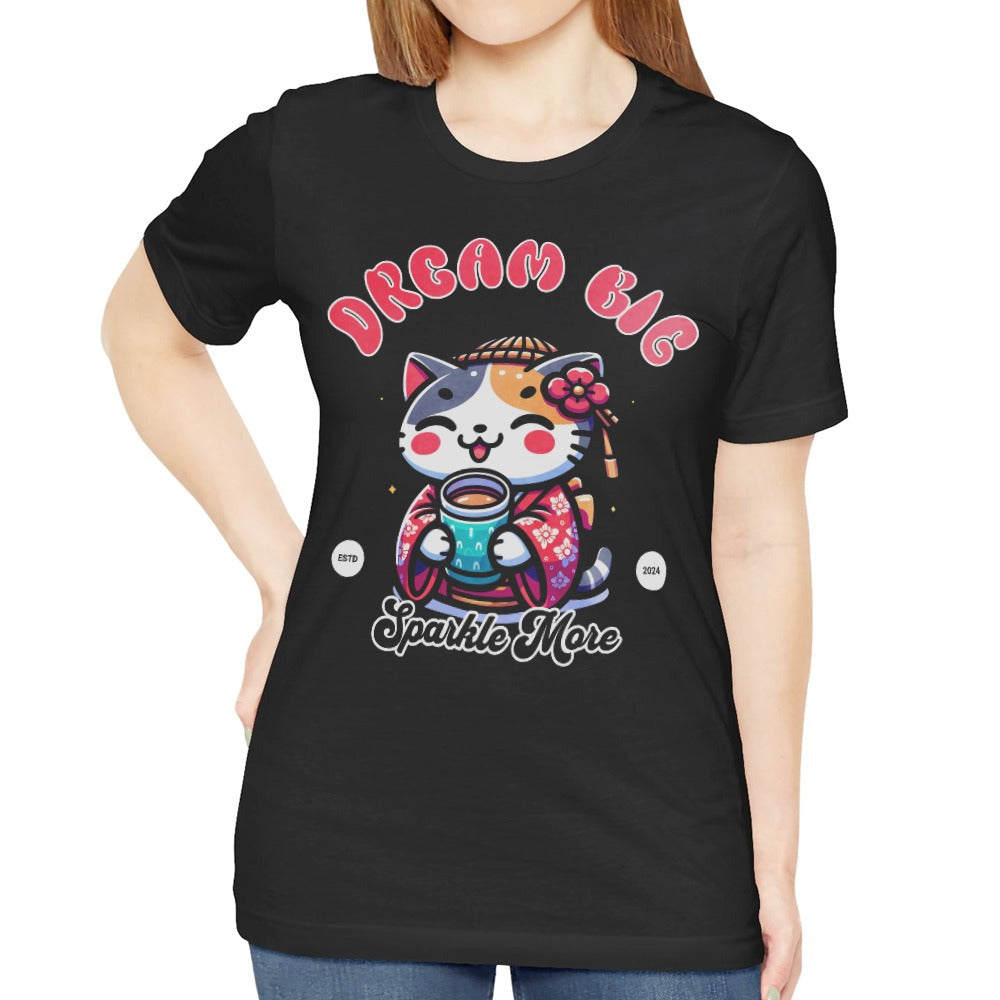 Dream Big Sparkle More Cute Cat Graphic T-Shirt product type