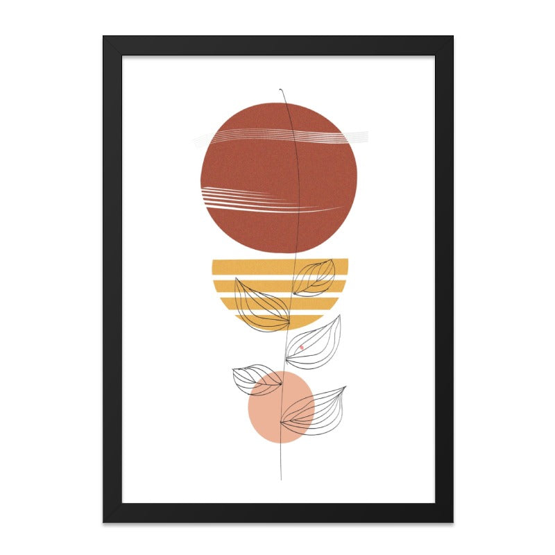 Abstract Floral Wall Art, Minimalist Print, Geometric Art, Modern Home Decor, Botanical Line Art, Boho Wall Decor, Circle and Lines Art - Tawshia