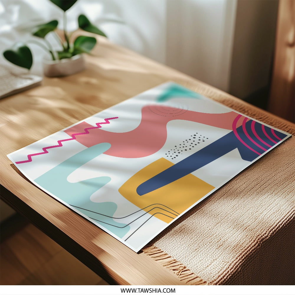 Abstract Shapes Photographic Print, Modern Art Print, Colorful Geometric Print, Home Decor Wall Art - Tawshia