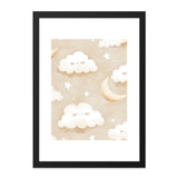 Sleepy Cloud Wall Art, Nursery Decor, Moon Stars Print, Dreamy Wall Decor, Baby Room Art, Neutral Art, Kids Room Wall Art - Tawshia