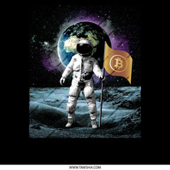Astronaut Holding Bitcoin Flag on Moon Poster product