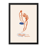 Vegan Superpower Wall Art, Carrots Print, Vegetarian Decor, Foodie Gift, Kitchen Wall Decor, Vegan Gift Idea - Tawshia