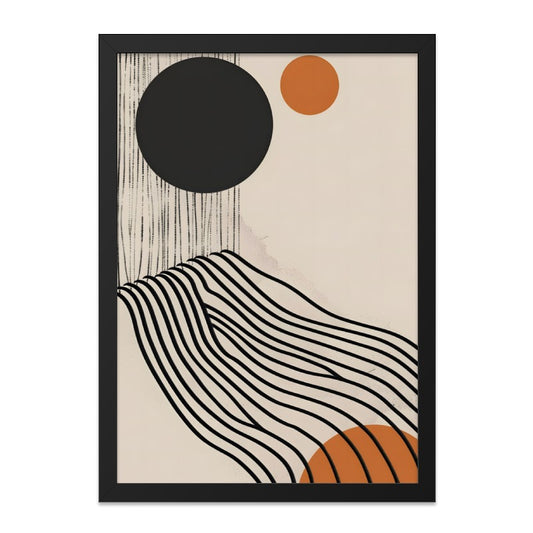 Abstract Geometric Wall Art, Modern Circle Print, Minimalist Home Decor, Contemporary Art, Black Orange Artwork, Unique Wall Art Decor - Tawshia