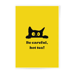 Cat Photographic Prints, Hot Tea Wall Art, Funny Cat Poster, Kitchen Art Print, Gift for Cat Lovers, Cute Home Decor, Cat Lover Gift - Tawshia