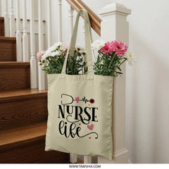 Nurse Life Tote Bag, Stethoscope Heartbeat Bag, Nurse Gift, Future Nurse Bag, Nursing School Tote, Medical Bag, Appreciation Bag - Tawshia