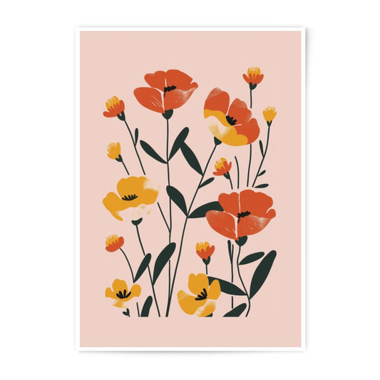 Floral Photographic Print, Poppy Art Print, Botanical Wall Decor, Modern Flower Illustration, Colorful Home Decor, Trendy Art Print - Tawshia
