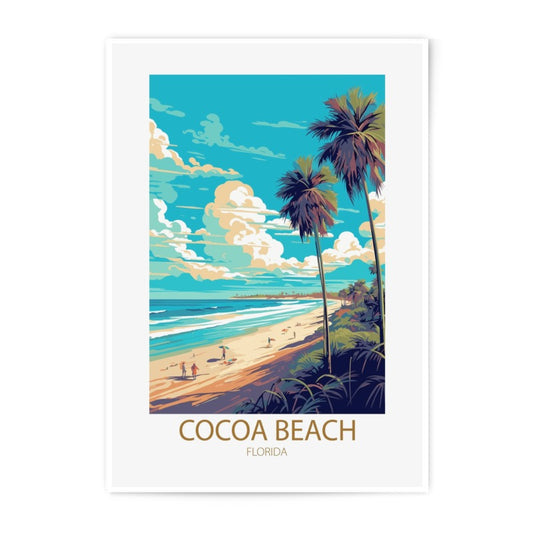 Cocoa Beach Florida Photographic Print, Beach Scene Art Print, Coastal Decor, Palm Trees, Travel Poster, Sunshine State Artwork - Tawshia