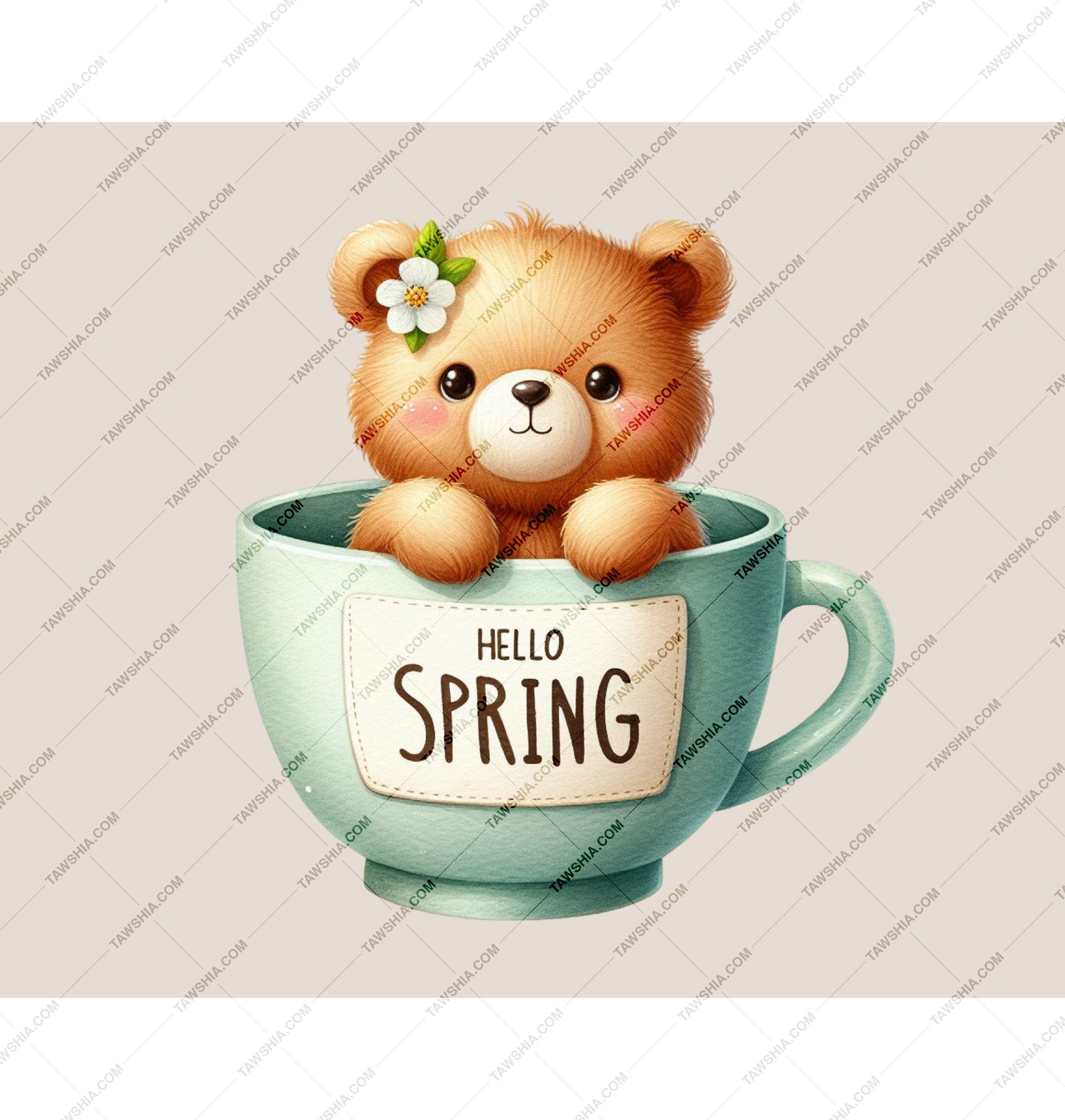 Cute Bear in Teacup Hello Spring Decor product type