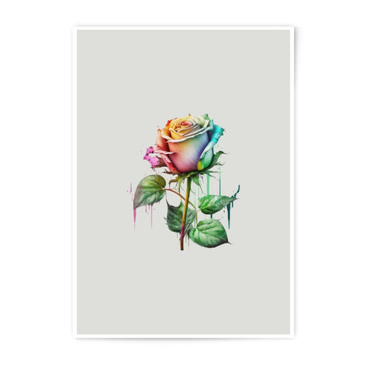 Rainbow Rose Photographic Prints, Floral Wall Art, Colorful Flower Decor, Botanical Art Print, Unique Rose Gift, Modern Art - Tawshia