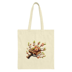 Floral Book Tote Bag, Botanical Reader Gift, Unique Book Lover, Spring Blossom Bag, Everyday Tote, Gift for Librarian, Teacher Bag - Tawshia