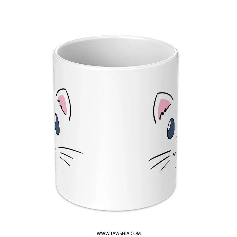 Cute Cat Face Design White Mug product