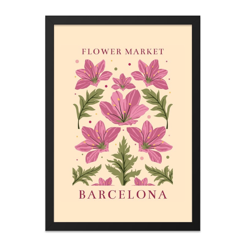 Flower Market Barcelona Wall Art, Floral Print, Botanical Illustration, City Souvenir, Home Decor, Modern Art Print (131 characters) - Tawshia