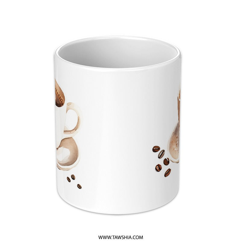 Watercolor Coffee Mug, Coffee Lover Gift, Espresso Cup Mug, Coffee Art, Drinkware Mug, Unique Mug Gift, Kitchen Decor Mug - Tawshia