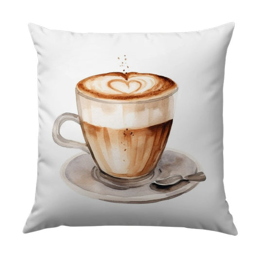 Latte Art Pillow, Coffee Lover Gift, Cappuccino Pillow, Watercolor Art Pillow, Home Decor Pillow, Cozy Coffee Decor - Tawshia