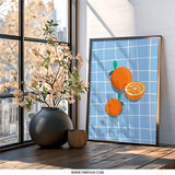 Orange Wall Art, Fruit Illustration, Kitchen Decor, Modern Art Print, Citrus Artwork, Graphic Design Poster, Foodie Gift Idea - Tawshia