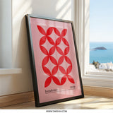 Bauhaus Wall Art Print, 1919 Geometric Poster, Red Flower Pattern, Minimalist Modern Art, Home Decor, Office Gift, Wall Decor - Tawshia