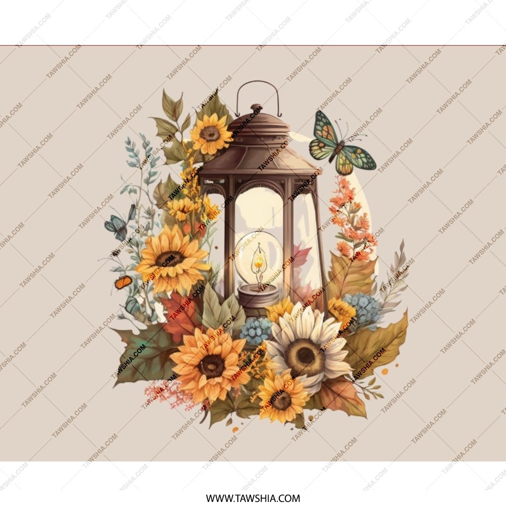Sunflower Lantern Mouse Pad, Floral Butterfly Desk Mat, Unique Office Decor, Aesthetic Mousepad, Cute Computer Accessories, Gift for Her - Tawshia
