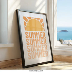 Summer Vibes Wall Art, Retro Summer Print, Sunshine Poster, Summer Typography Decor, Summer Aesthetic, Trendy Wall Decor, Seasonal Art - Tawshia