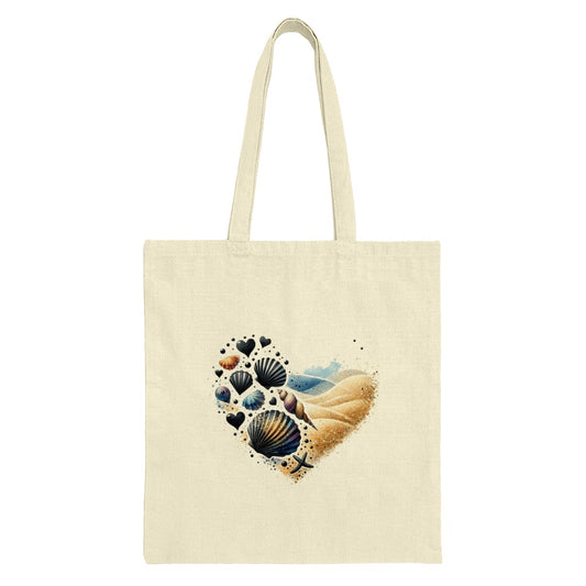 Seashell Heart Tote Bag, Beach Lover Gift, Ocean Theme Bag, Coastal Art Tote, Unique Heart Design, Nautical Tote, Stylish Beach Bag - Tawshia