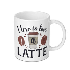 I Love Latte Mug, Coffee Lover Gift, Caffeine Addict, Coffee Bean Art, Latte Design Mug, Hot Beverage Mug, Coffee Drink, Best Selling Mug - Tawshia