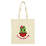 Cute Cactus Tote Bag, Stay Sharp Tote, Gift for Her, Kawaii Tote Bag, Plant Lover Tote, Funny Tote, Aesthetic Tote, Trendy Tote - Tawshia