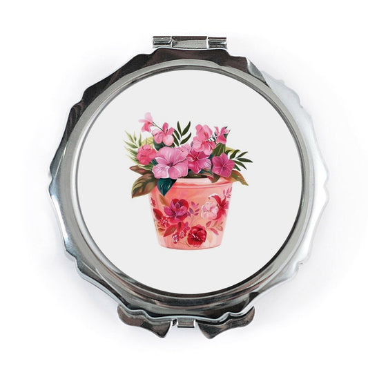 Floral Pocket Mirror, Pink Flowers Compact Mirror, Botanical Makeup Mirror, Garden Lover Gift, Portable Mirror, Cute Purse Mirror - Tawshia
