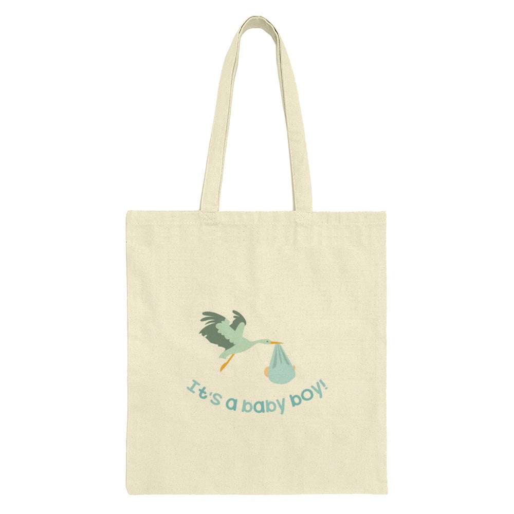 Stork Tote Bag, It's a Baby Boy Gift, New Parent Present, Baby Shower Favor, Trendy Tote Bag, Celebration Tote, Stork Design Bag - Tawshia