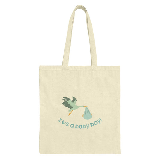 Stork Tote Bag, It's a Baby Boy Gift, New Parent Present, Baby Shower Favor, Trendy Tote Bag, Celebration Tote, Stork Design Bag - Tawshia