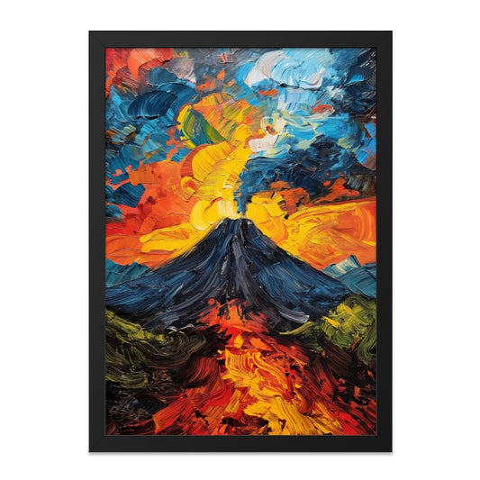 Erupting Volcano Wall Art, Textured Painting Print, Landscape Art Print, Colorful Volcano Artwork, Mountain Art, Home Decor - Tawshia