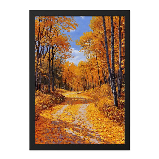Autumn Path Wall Art, Fall Forest Print, Nature Painting, Trees and Leaves Art, Scenic Landscape, Home Decor - Tawshia
