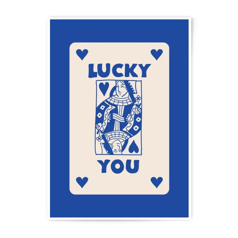 Lucky You Photographic Print, Queen of Hearts Card Art, Casino Decor, Game Room Wall Art, Unique Gift, Playing Card, Lucky Print - Tawshia